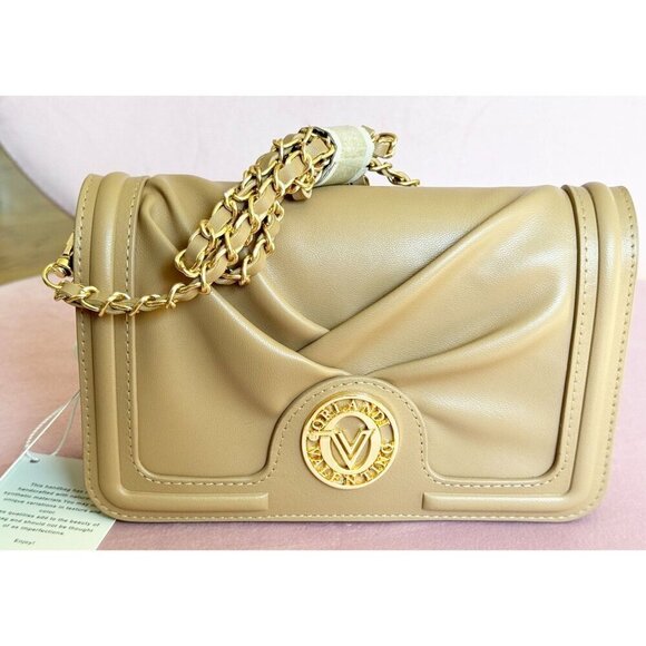 Valentino Orlandi Tan & Gold Hardware Chain Crossbody Bag NWT - Picture 9 of 10